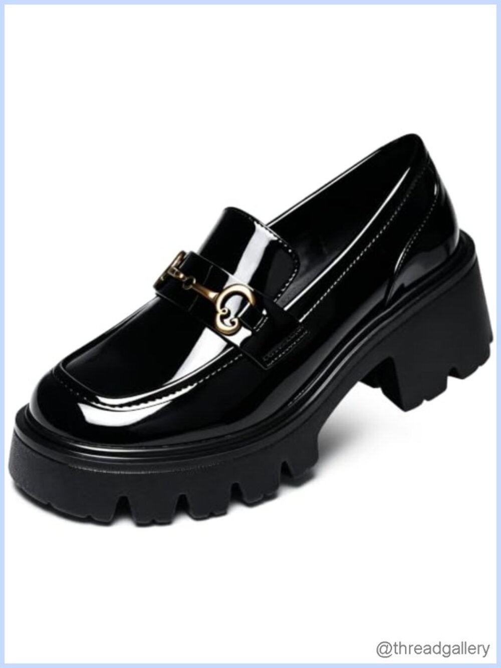 Platform Loafers Women Chunky Slip-On Patent Leather Dress Shoes